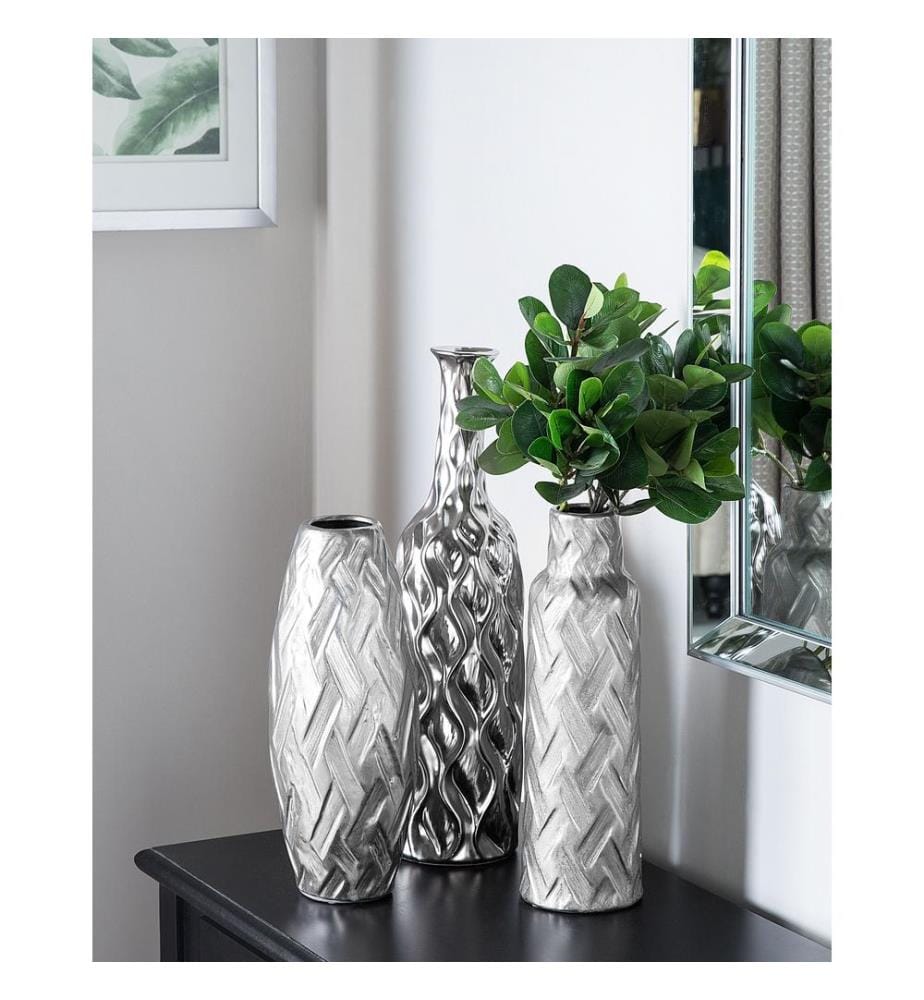 Vaso decorativo ARPAD Gres porcellanato 33 cm Argento