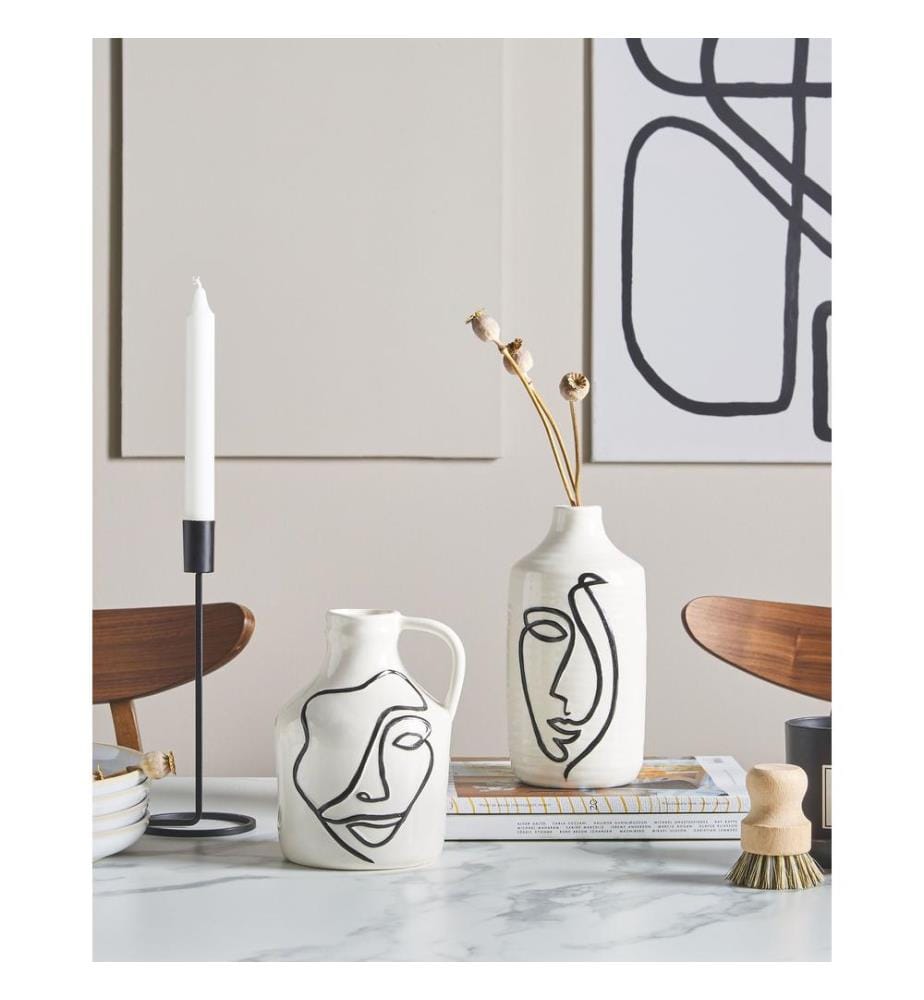 Vase à fleurs AENUS Grès 22 cm Blanc