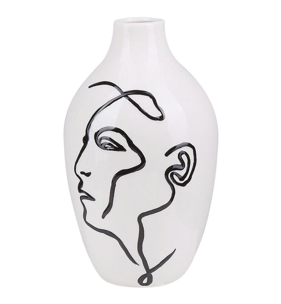 Vase à fleurs HELIKE Grès 23 cm Blanc