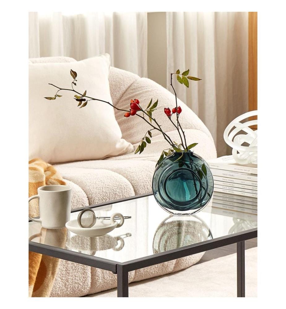 Blumenvase KAPELI Glas 15 cm Türkis