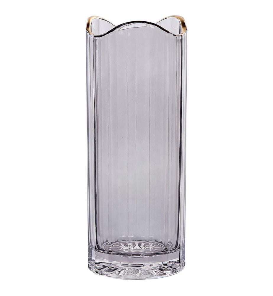 Vase à fleurs PERDIKI Verre 30 cm Gris