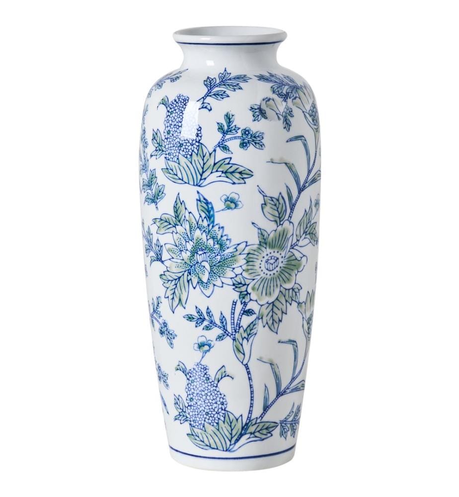 Vase à fleurs GUADIX Porcelaine 35 cm Blanc/bleu