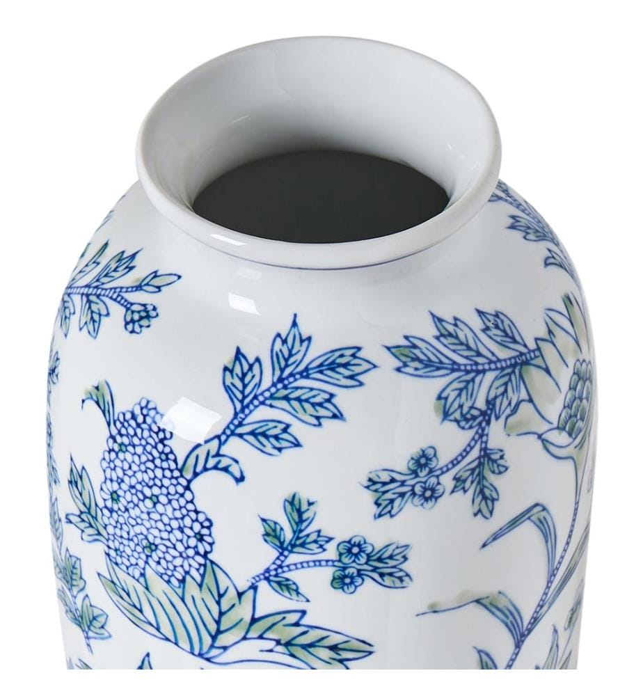 Vase à fleurs GUADIX Porcelaine 35 cm Blanc/bleu