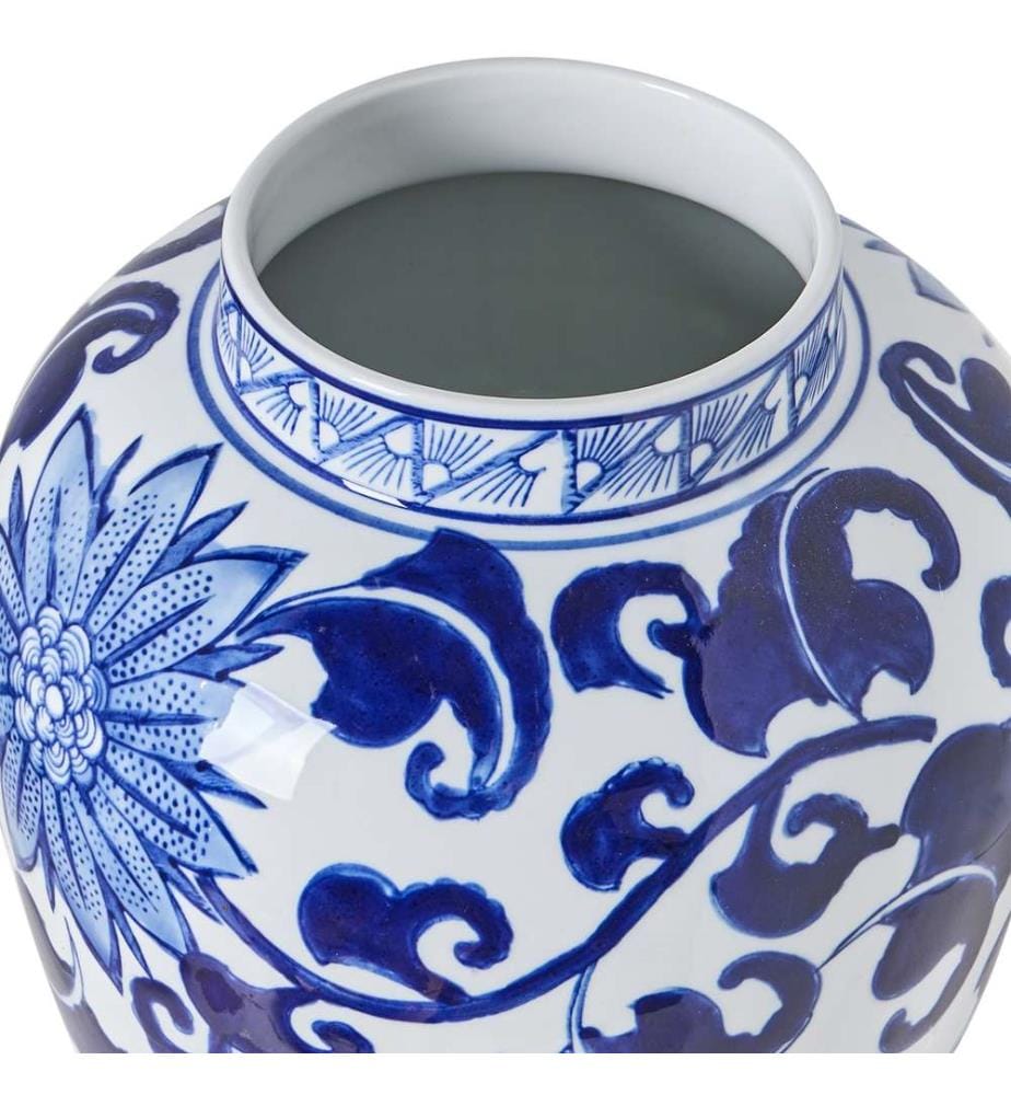 Vase avec couvercle CUENCA Porcelaine 36 cm Blanc/bleu