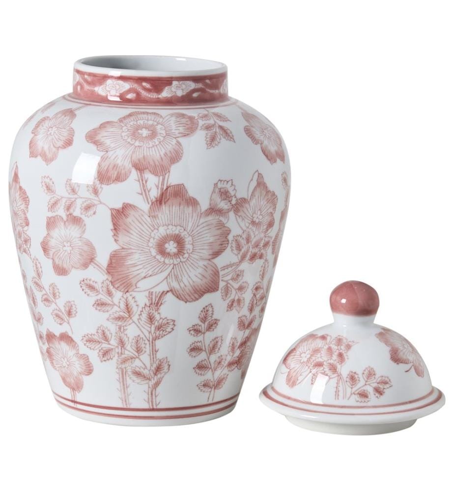 Vase avec couvercle MOGUER Porcelaine 36 cm Rouge/blanc