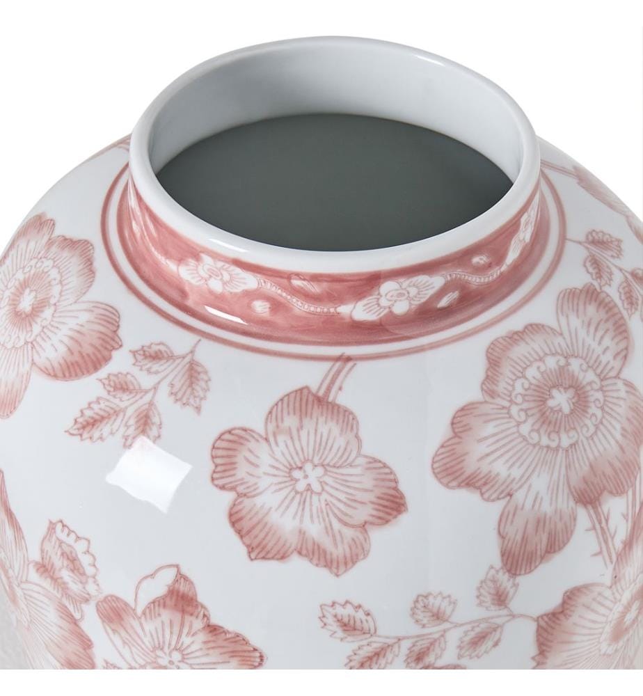 Vase avec couvercle MOGUER Porcelaine 36 cm Rouge/blanc
