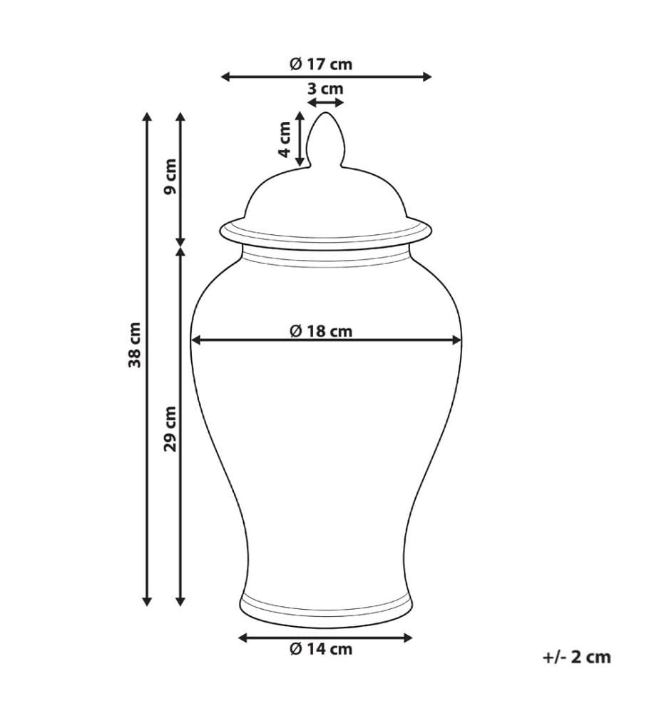Vase avec couvercle SEWILLA Porcelaine 38 cm Rouge/blanc