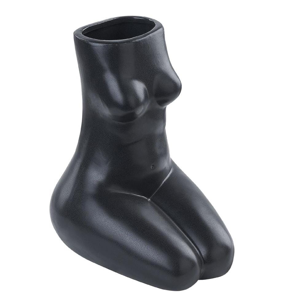 Blumenvase PYRGOS Keramik 22 cm Schwarz