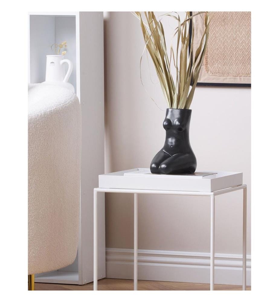 Blumenvase PYRGOS Keramik 22 cm Schwarz