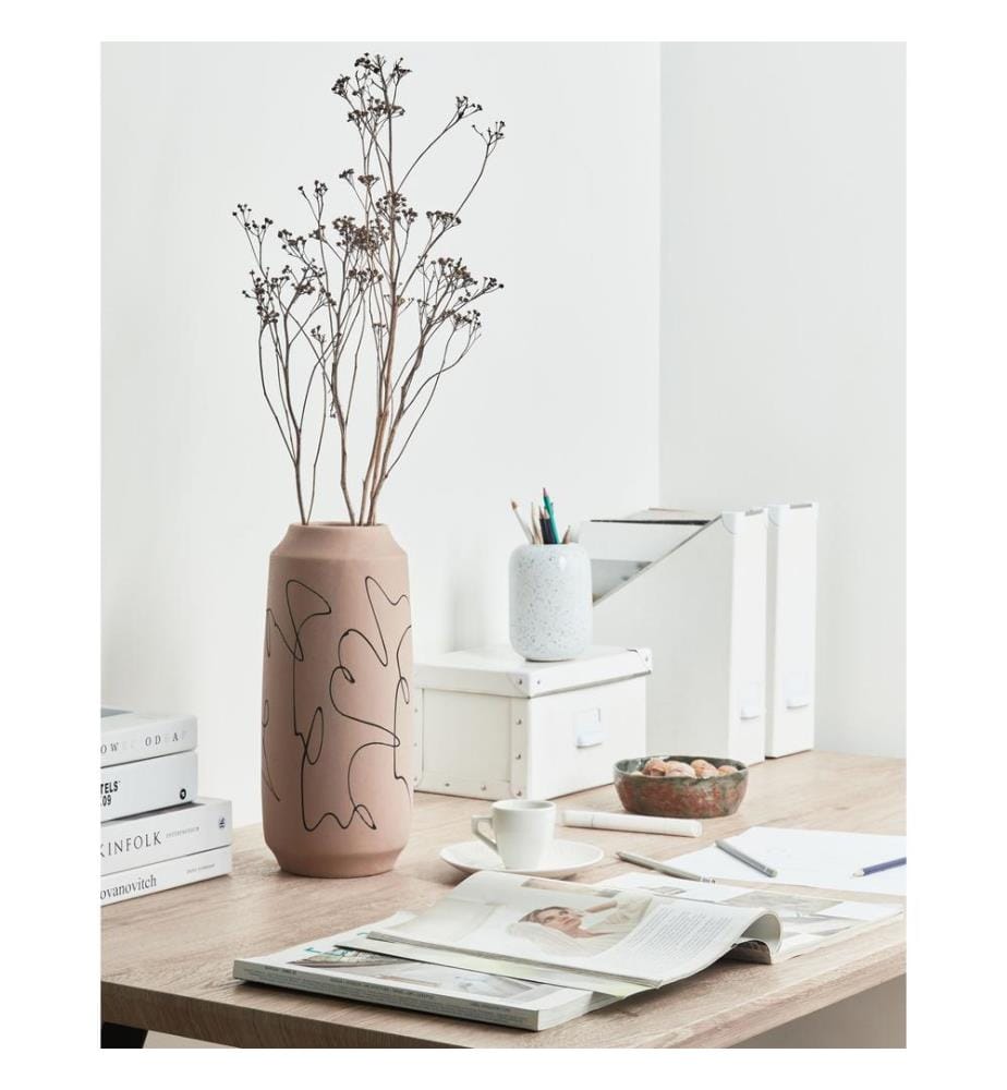 Vase à fleurs SUNFISH Grès 33 cm Beige sable