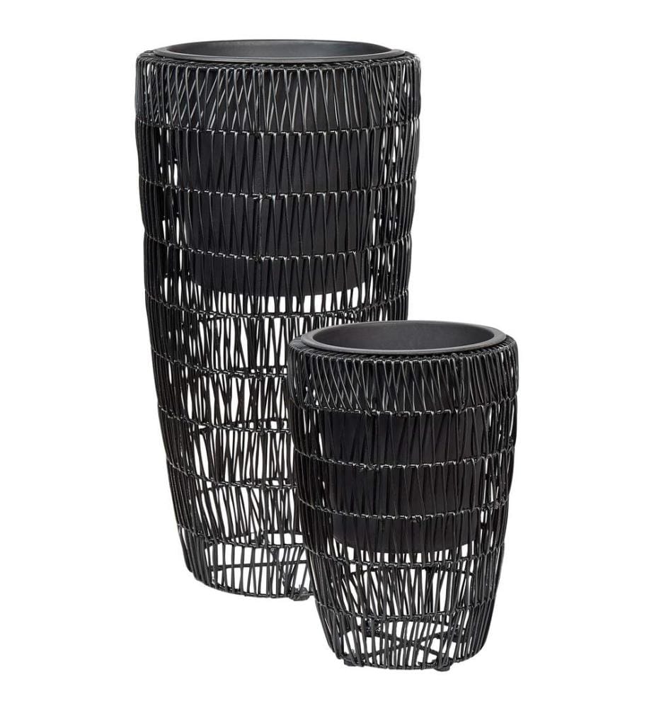 Lot de 2 pots de fleurs CHELONE 26/34 cm Noir Polyrotin