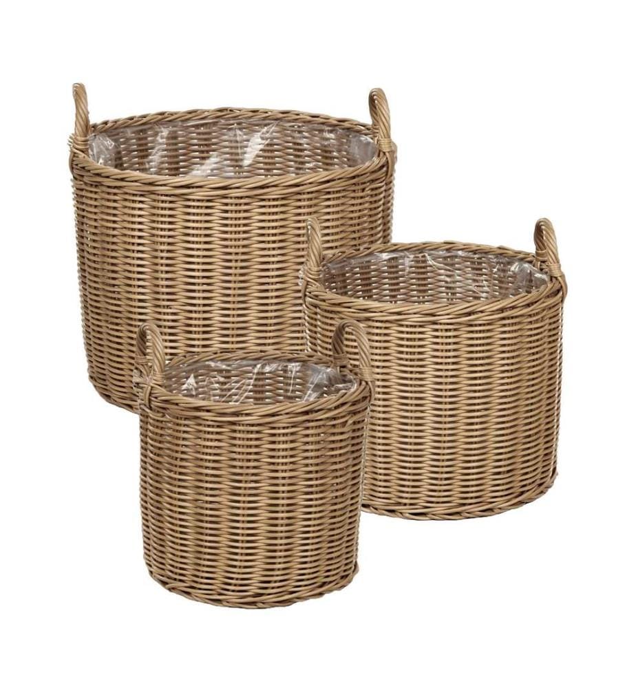 Lot de 3 jardinières en rotin PENDULA 33/37/45 cm Naturel Polyrotin