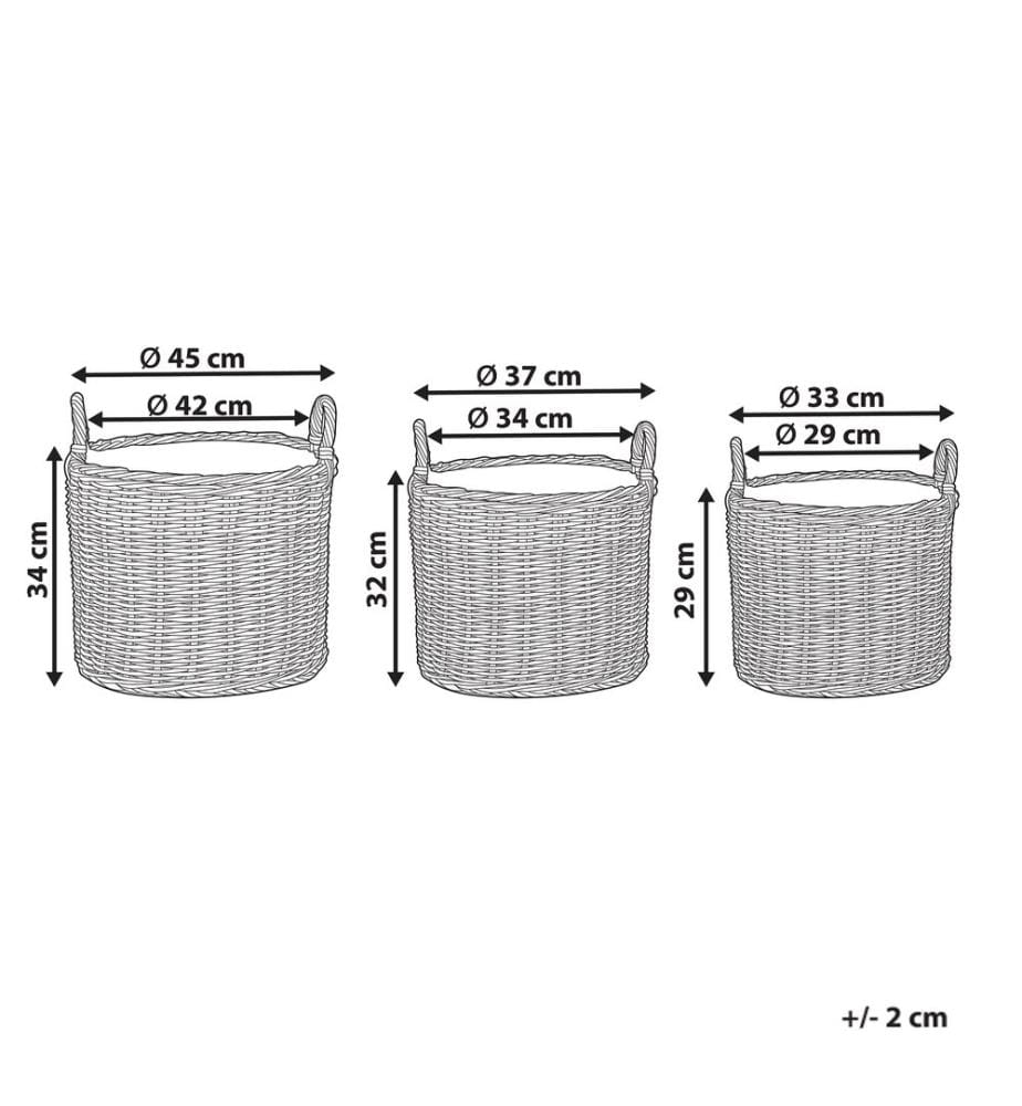 Lot de 3 jardinières en rotin PENDULA 33/37/45 cm Naturel Polyrotin