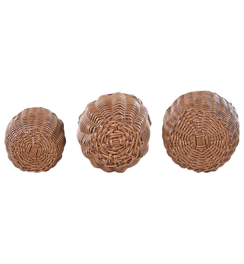 Lot de 3 jardinières en rotin AUCUBA 26/34/44 cm Marron clair