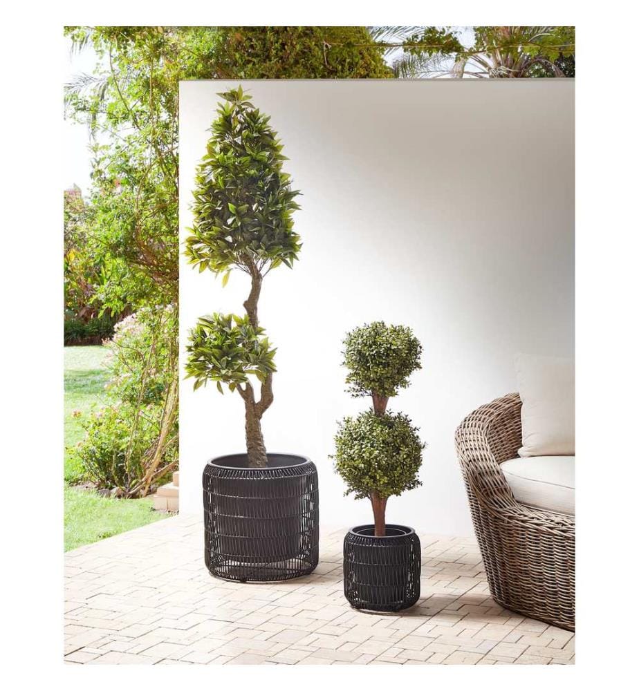 Lot de 2 pots de fleurs BRODIEA Polyrotin 26/45 cm Noir