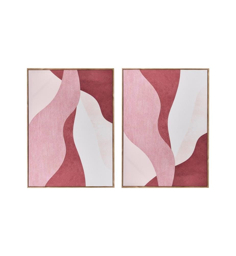 Lot de 2 toiles sur cadre GOWRAN Motif abstrait Rose