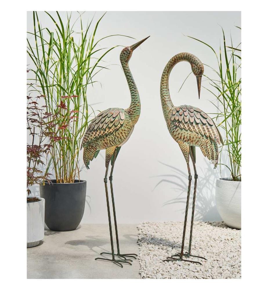 Statue de jardin BEYLA Oiseau grue Marron