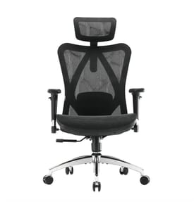 Ergonomischer Bürostuhl mit Kopfstütze - Schwarz