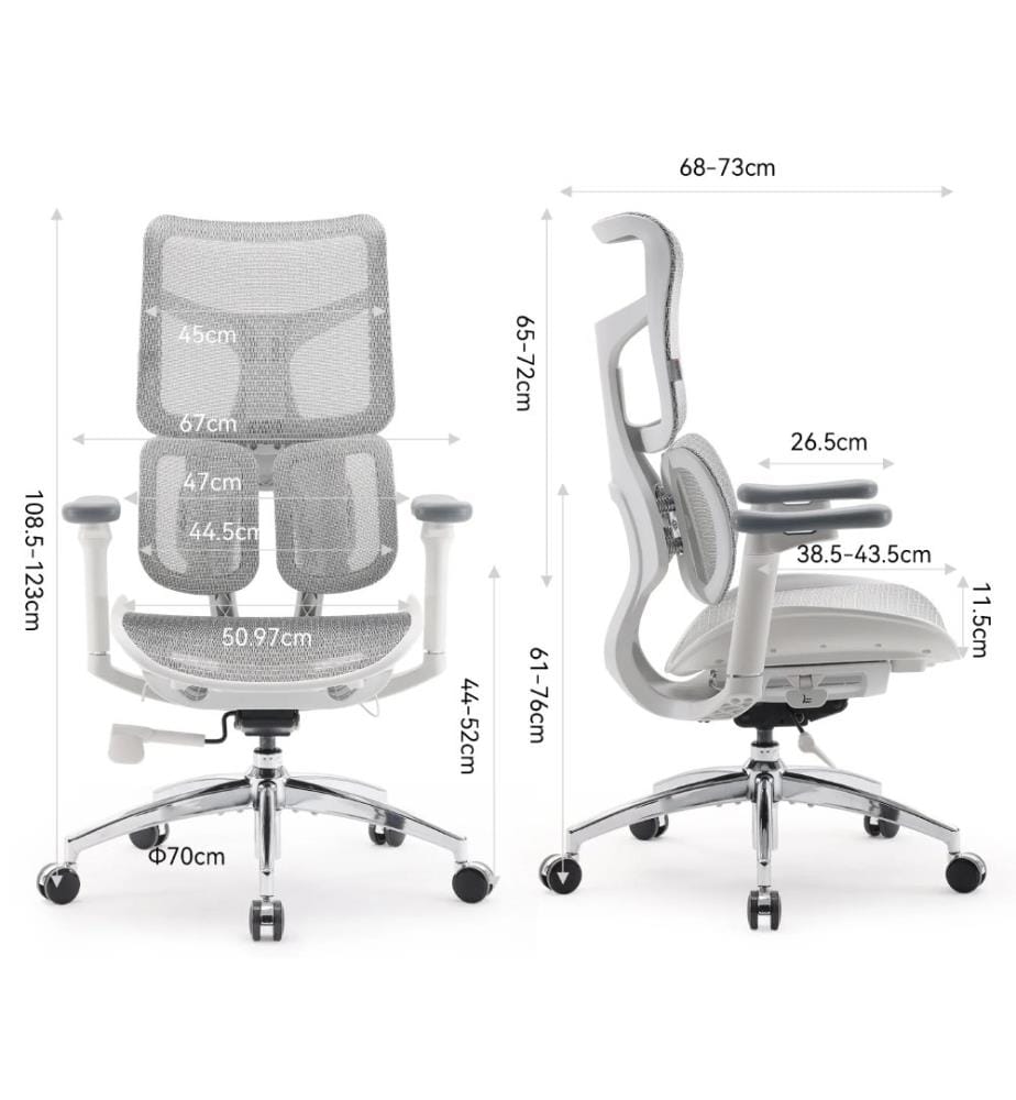 Bürodrehstuhl Armlehnen 6D - Weiss