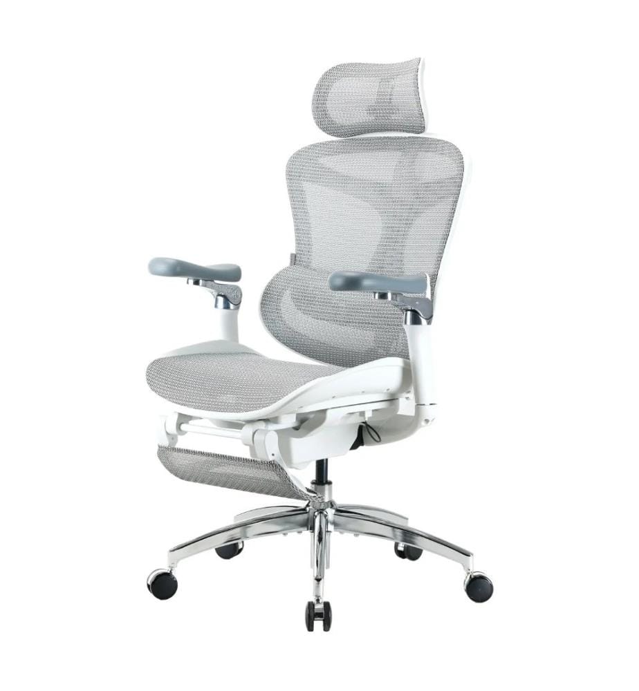Bürostuhl C300 Pro mit Fussstütze – Grau und Weiss","detected_source_language":"FR