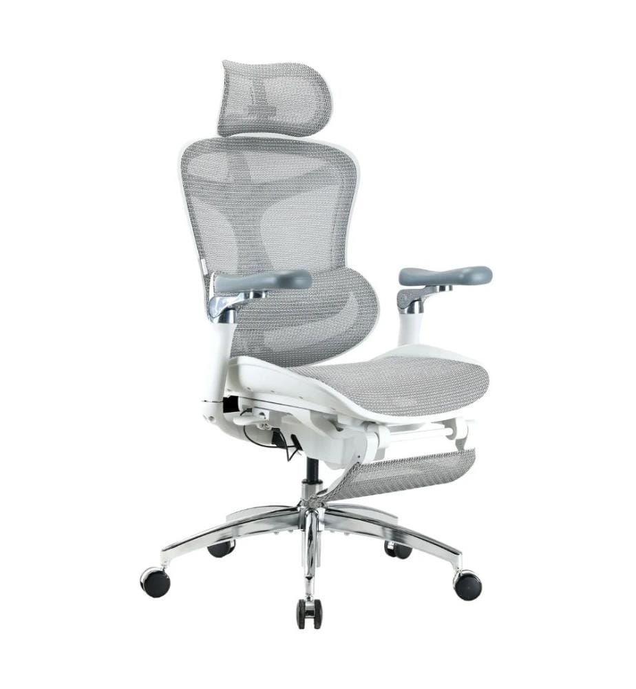 Bürostuhl C300 Pro mit Fussstütze – Grau und Weiss","detected_source_language":"FR