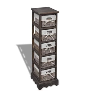 Korbregal Holz mit 5 Körben Braun
