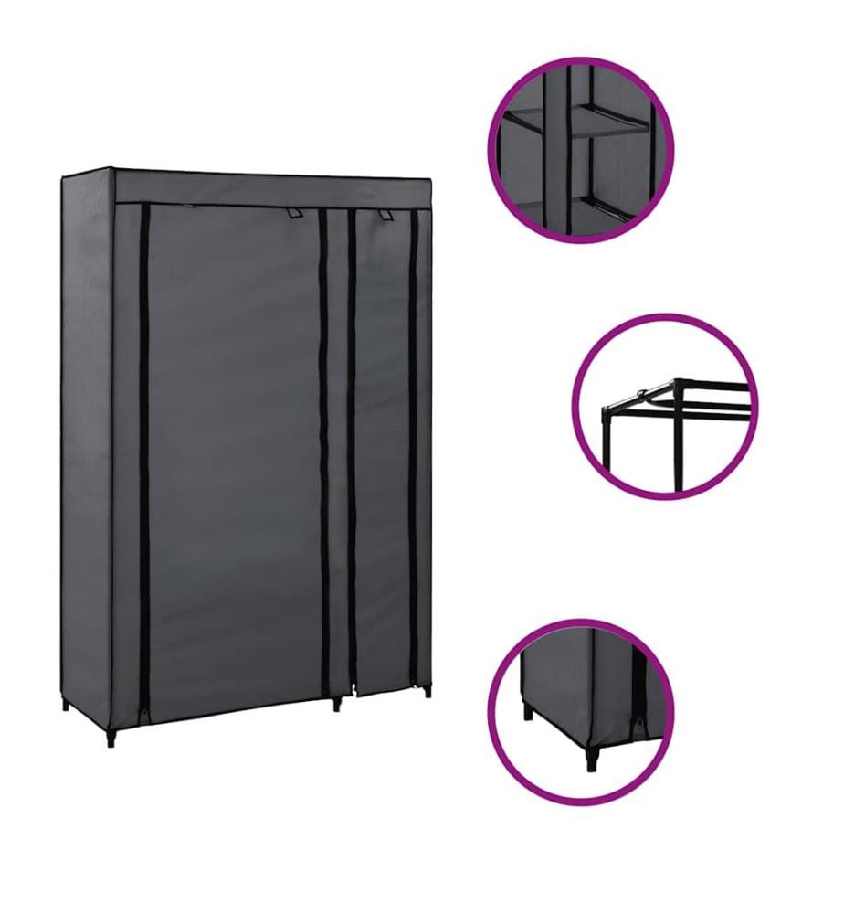 Faltschrank Grau 110x45x175 cm Stoff