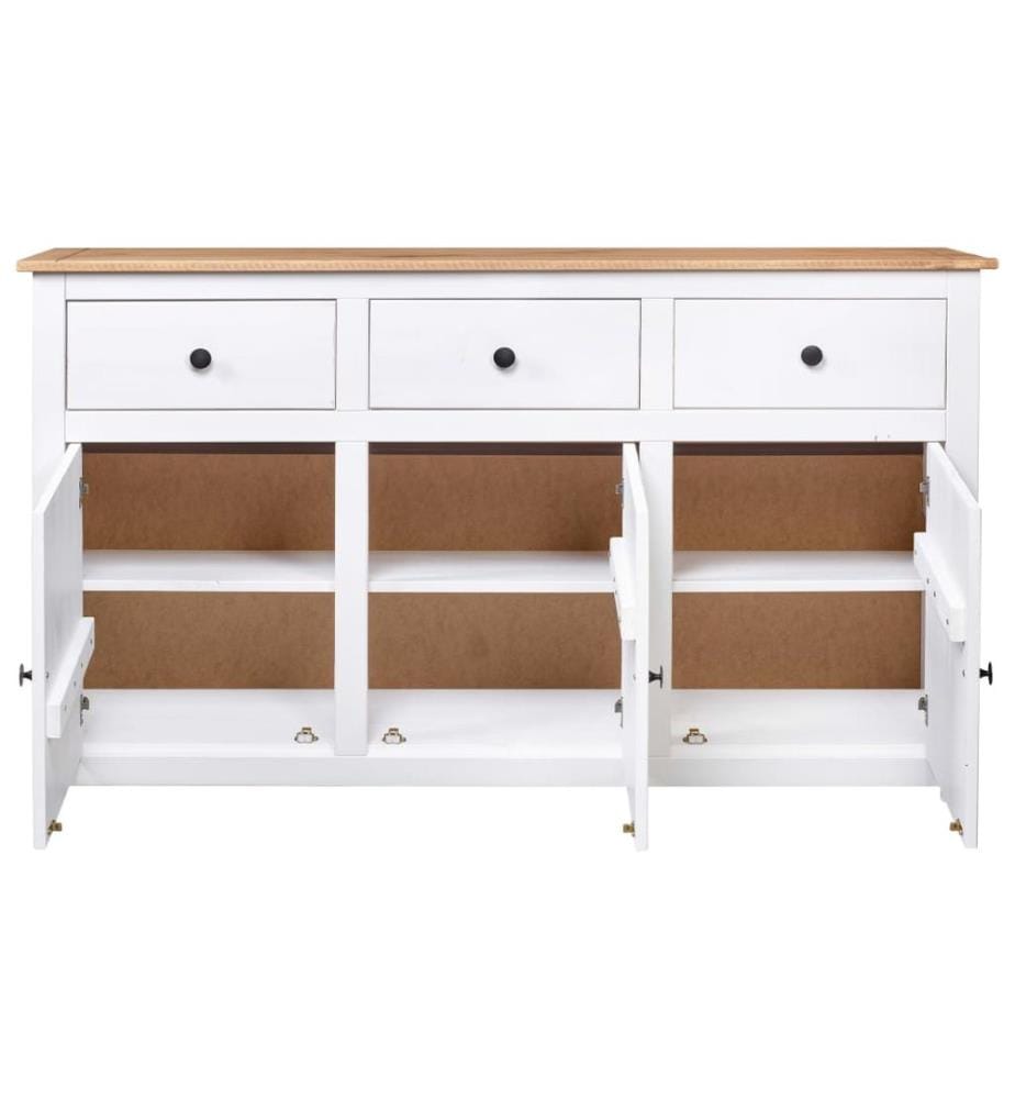 Buffet Blanc 135x40x80 cm Pin solide Gamme Panama