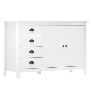 Buffet Hill Blanc 130x40x80 cm Bois de pin solide