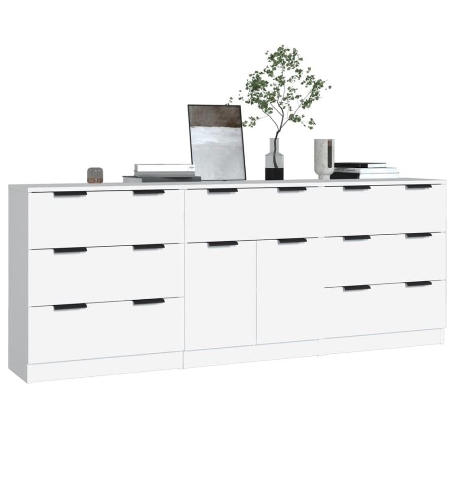 3-tlg. Sideboards Weiss Holzwerkstoff