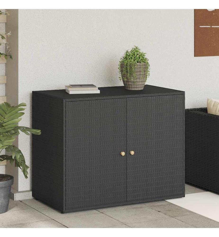 Gartenschrank Schwarz 100 x 55,5 x 80 cm Poly Rattan