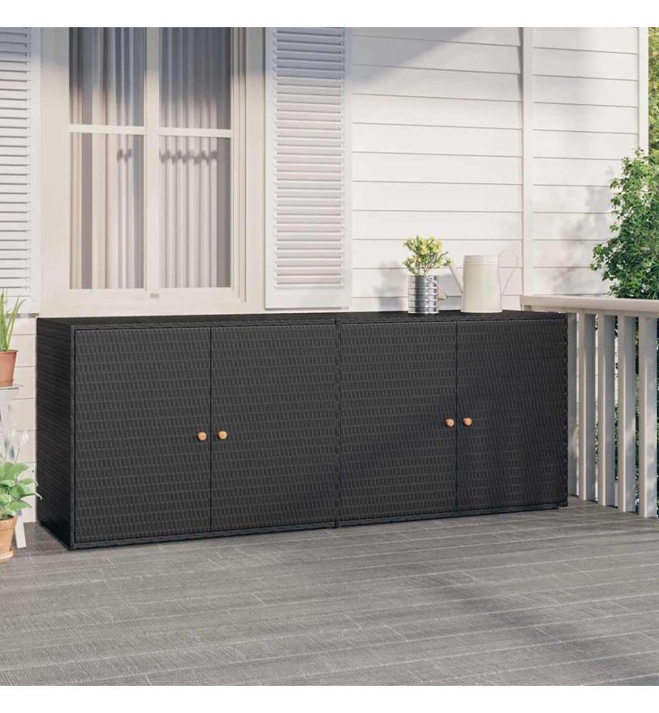 Gartenschrank Schwarz 198 x 55,5 x 80 cm Poly Rattan