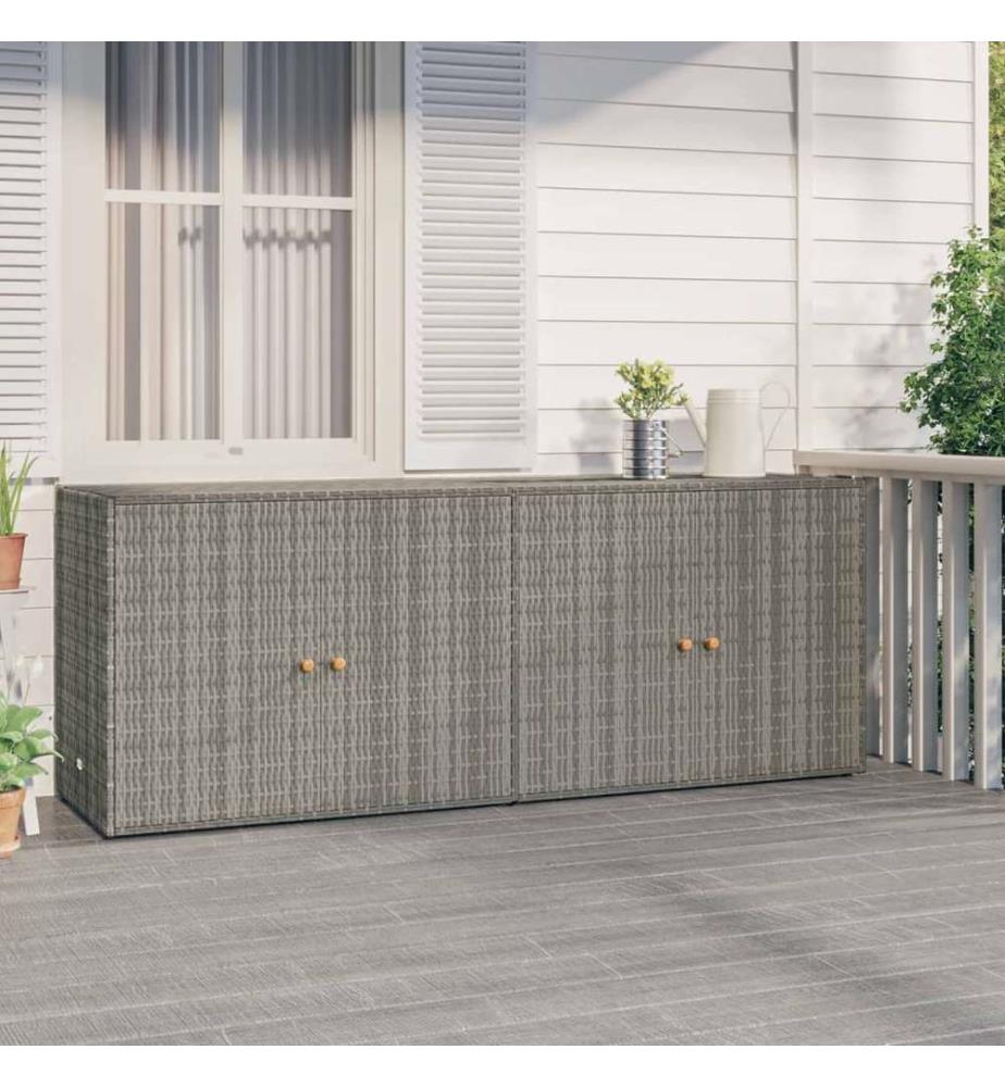 Gartenschrank Grau 198x55,5x80 cm Poly Rattan