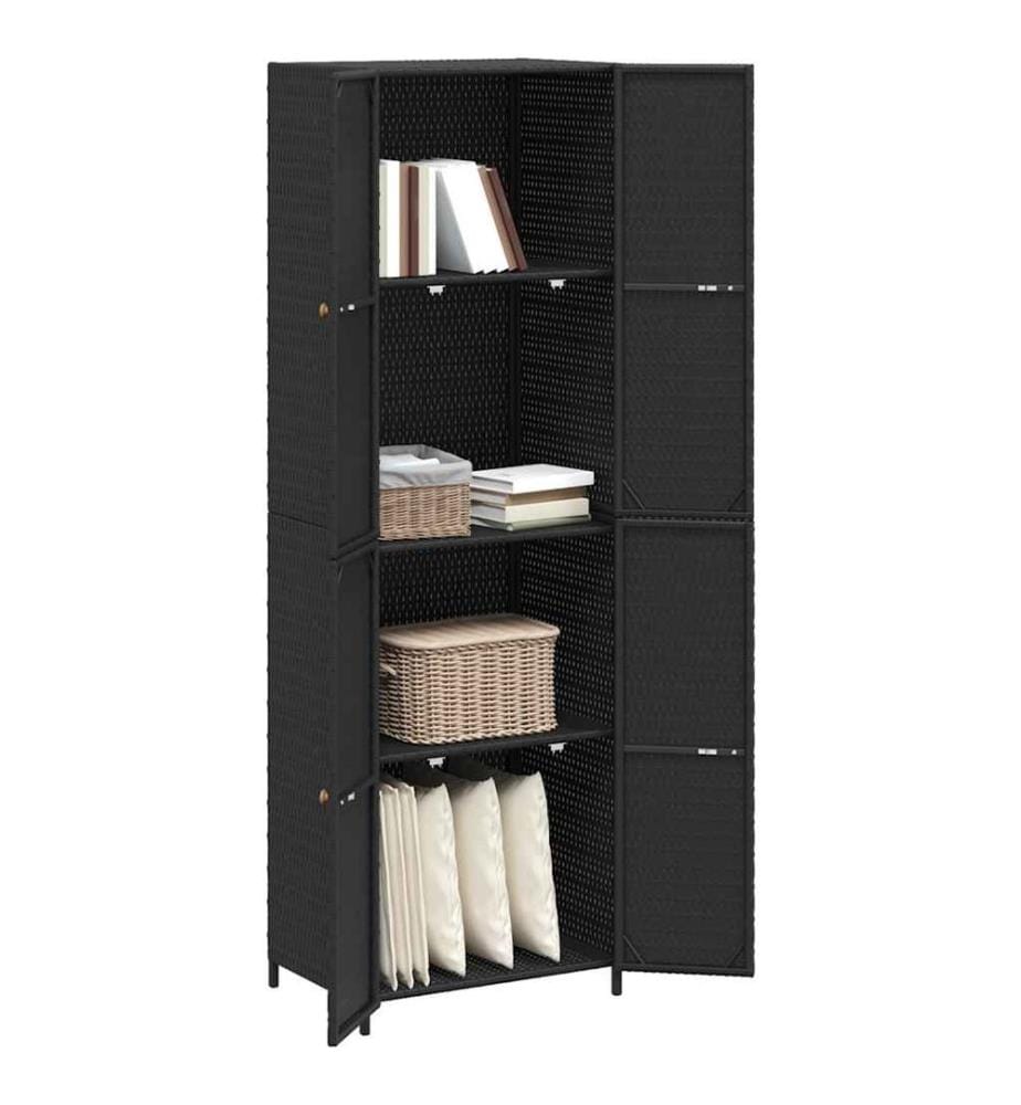Gartenschrank Schwarz 59x40x180 cm Poly Rattan