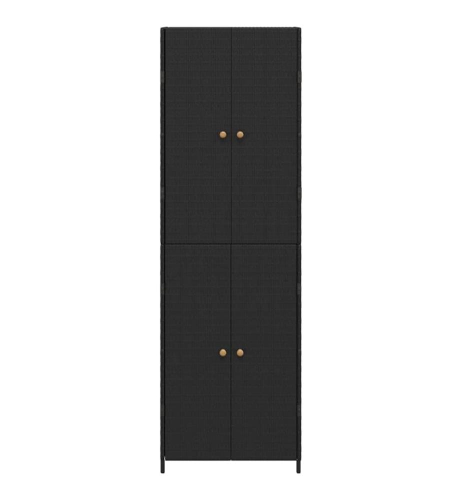 Gartenschrank Schwarz 59x40x180 cm Poly Rattan
