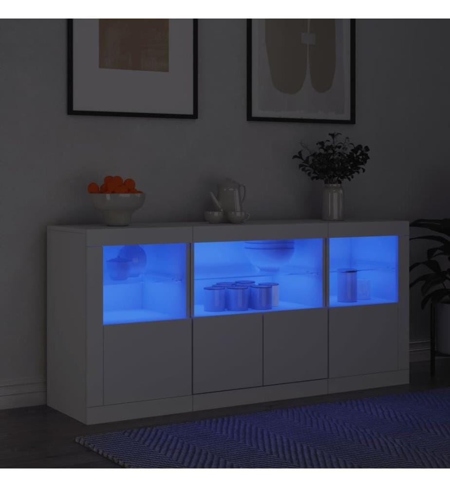 Buffet avec lumières LED blanc 142,5x37x67 cm