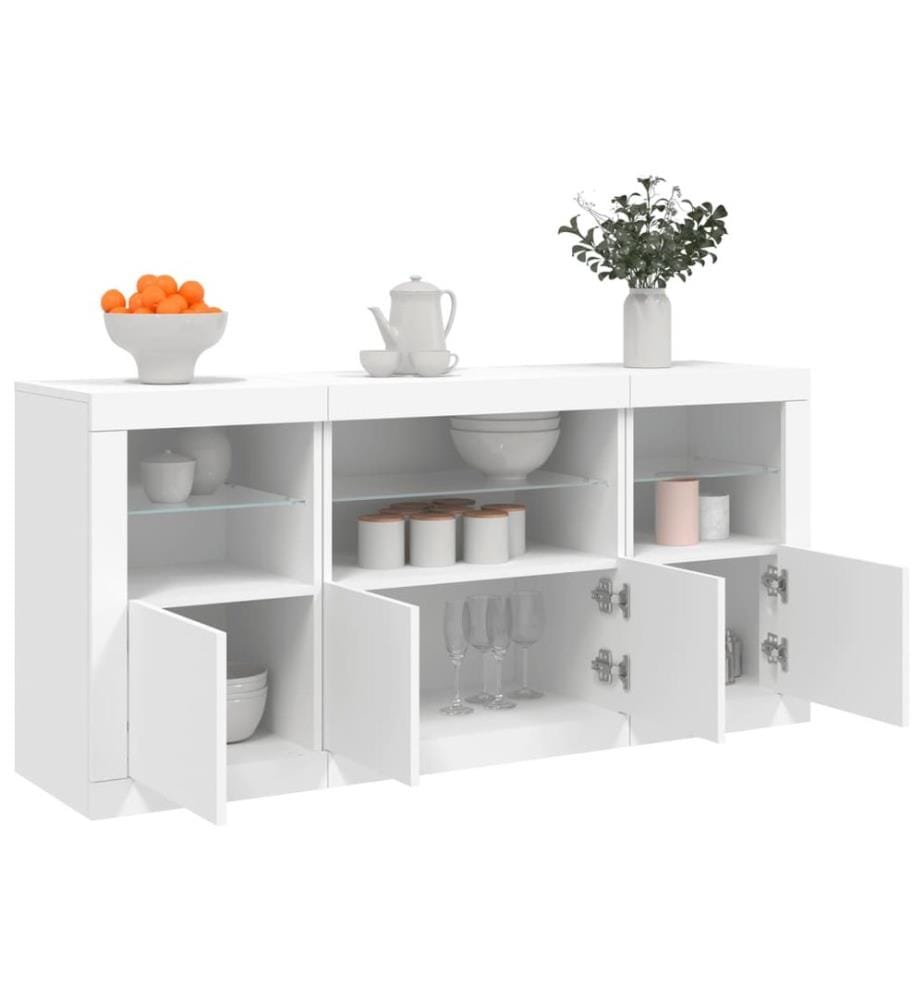 Buffet avec lumières LED blanc 142,5x37x67 cm