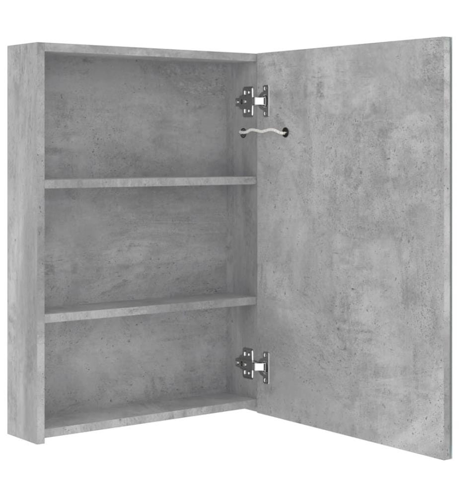 Armoire de salle de bain à miroir LED gris béton 50x13x70 cm