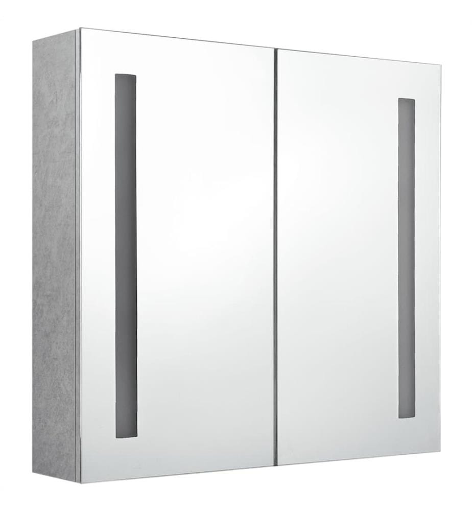 Armoire de salle de bain à miroir LED Gris béton 62x14x60 cm