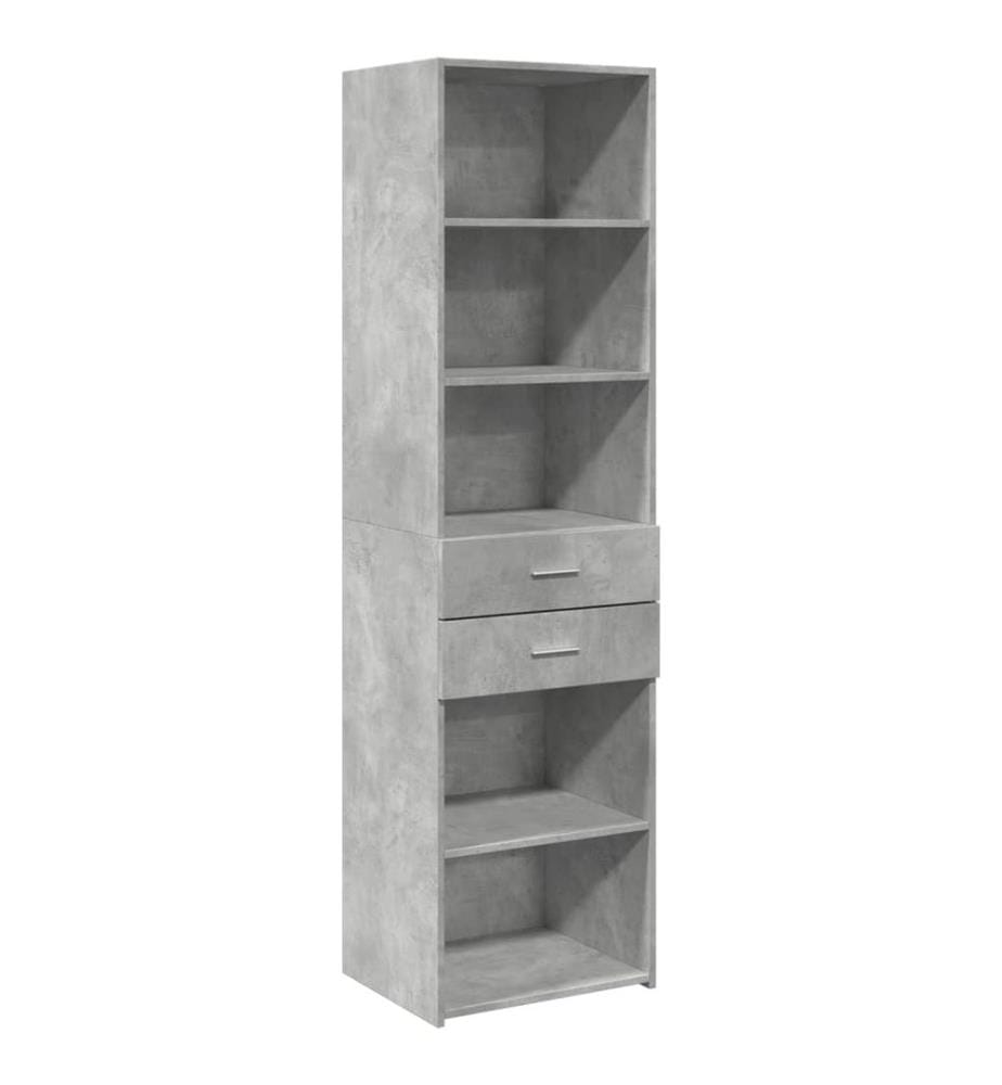 Buffet haut gris béton 50x42,5x185 cm bois d'ingénierie
