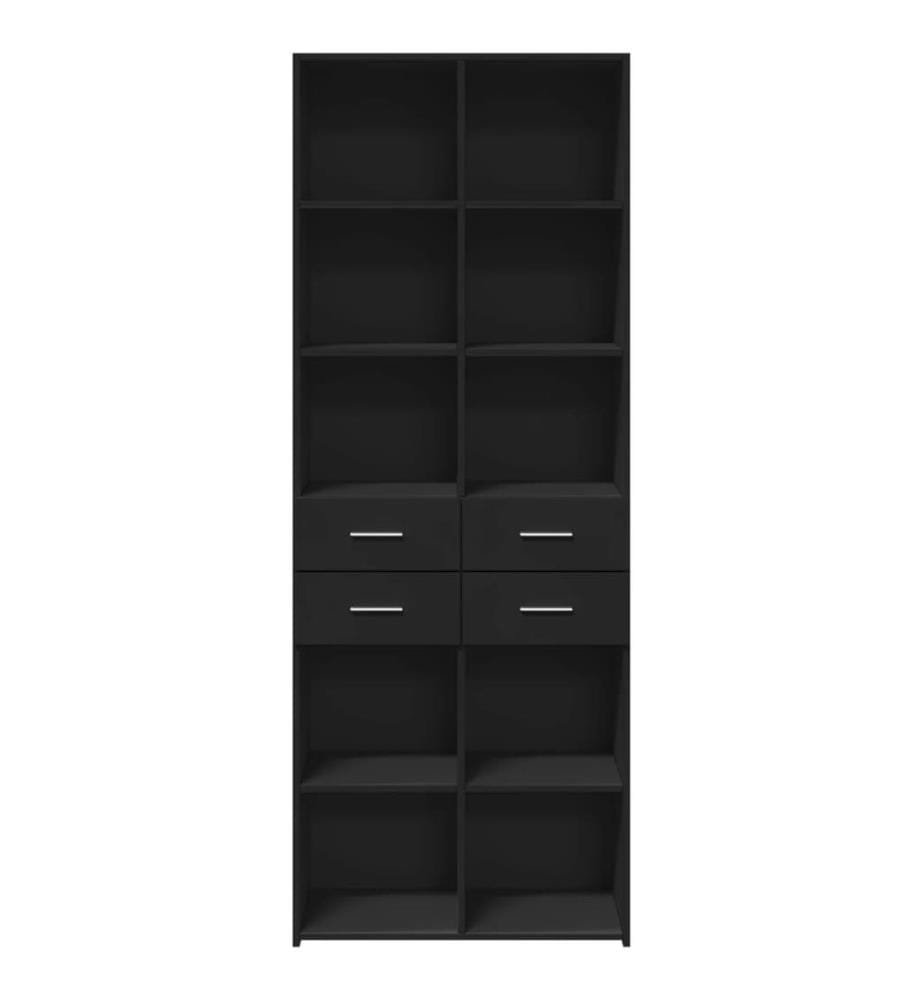 Buffet haut noir 70x42,5x185 cm bois d'ingénierie