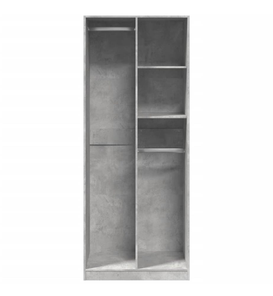 Garde-robe gris béton 80x50x200 cm bois d'ingénierie