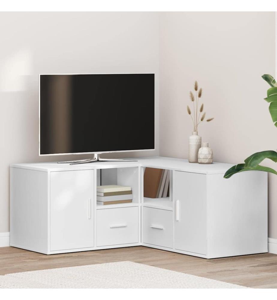 Armoire d'angle blanc 160x40x45 cm bois d'ingénierie
