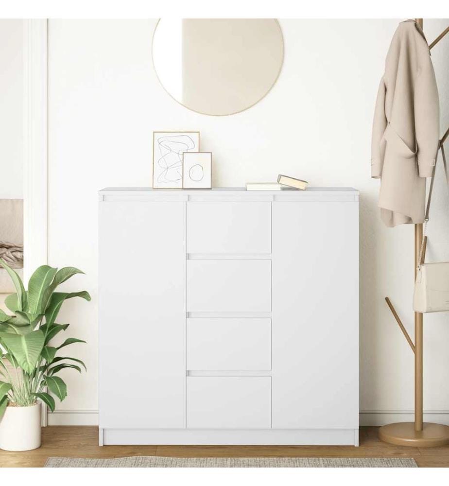Sideboard mit Schubladen Weiss 100,5x35x98,5 cm Holzwerkstoff