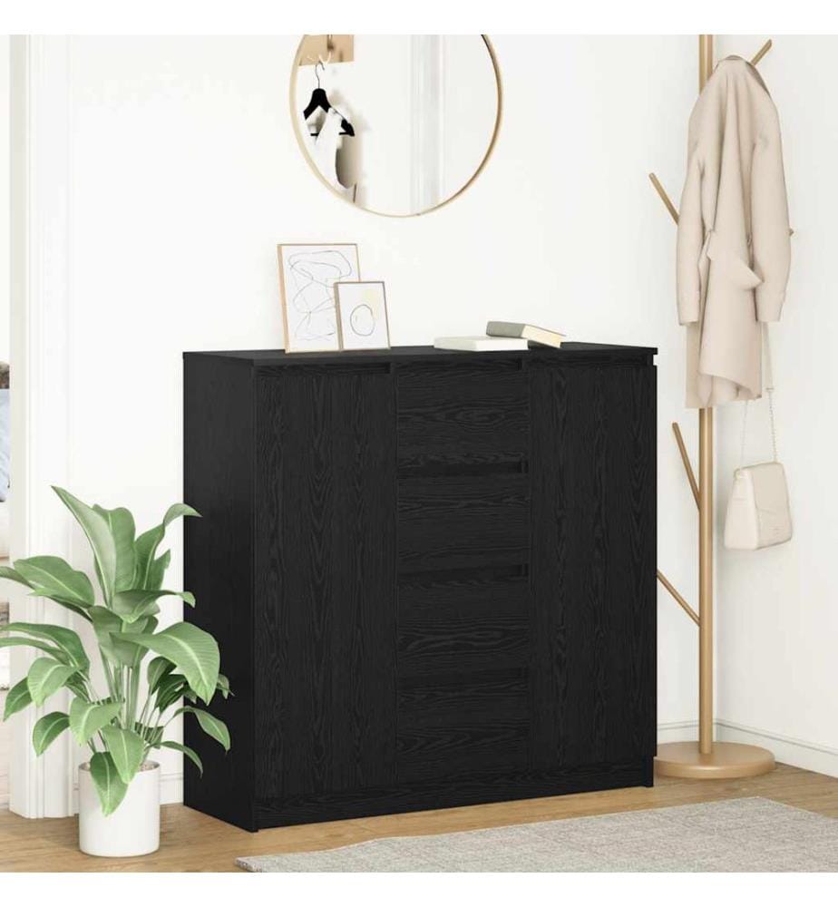 Sideboard mit Schubladen Schwarz Eichen-Optik 100,5x35x98,5 cm