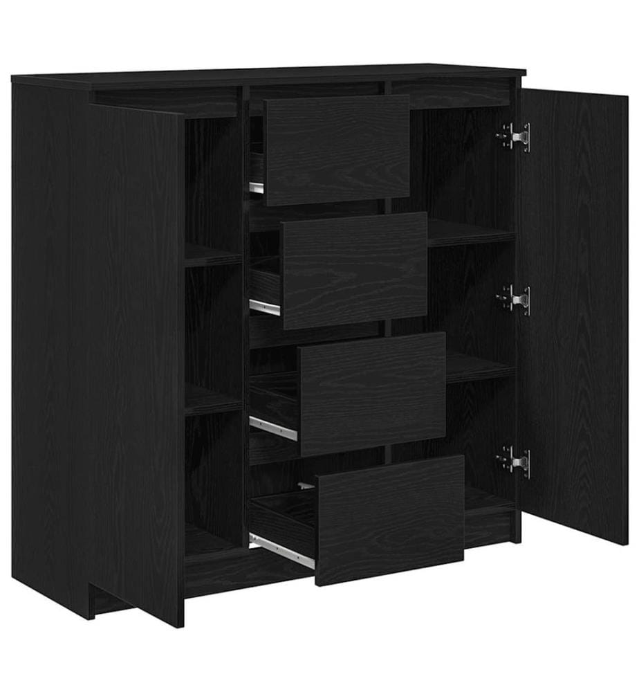 Sideboard mit Schubladen Schwarz Eichen-Optik 100,5x35x98,5 cm