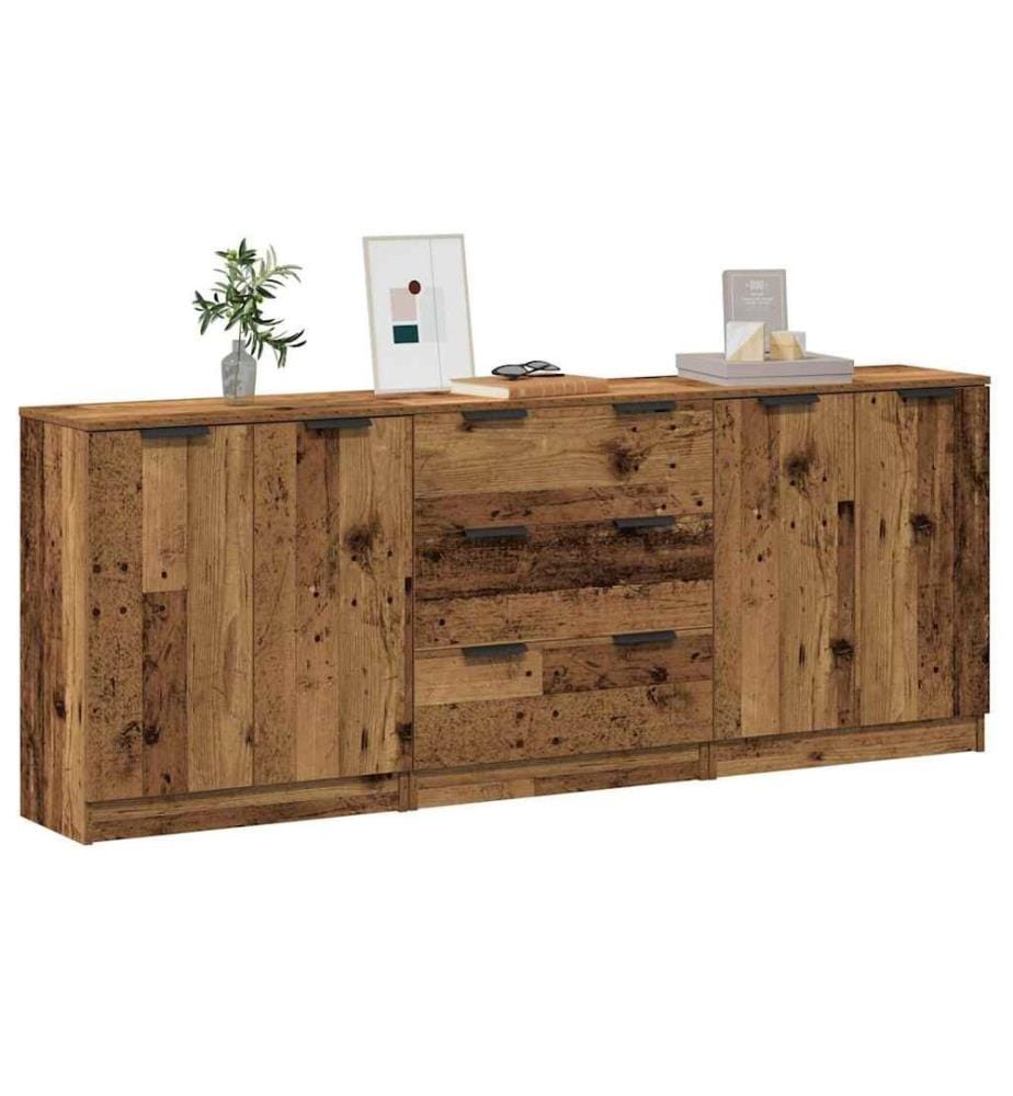 Sideboards 3 Stk. Altholz-Optik 60x30x70 cm Holzwerkstoff