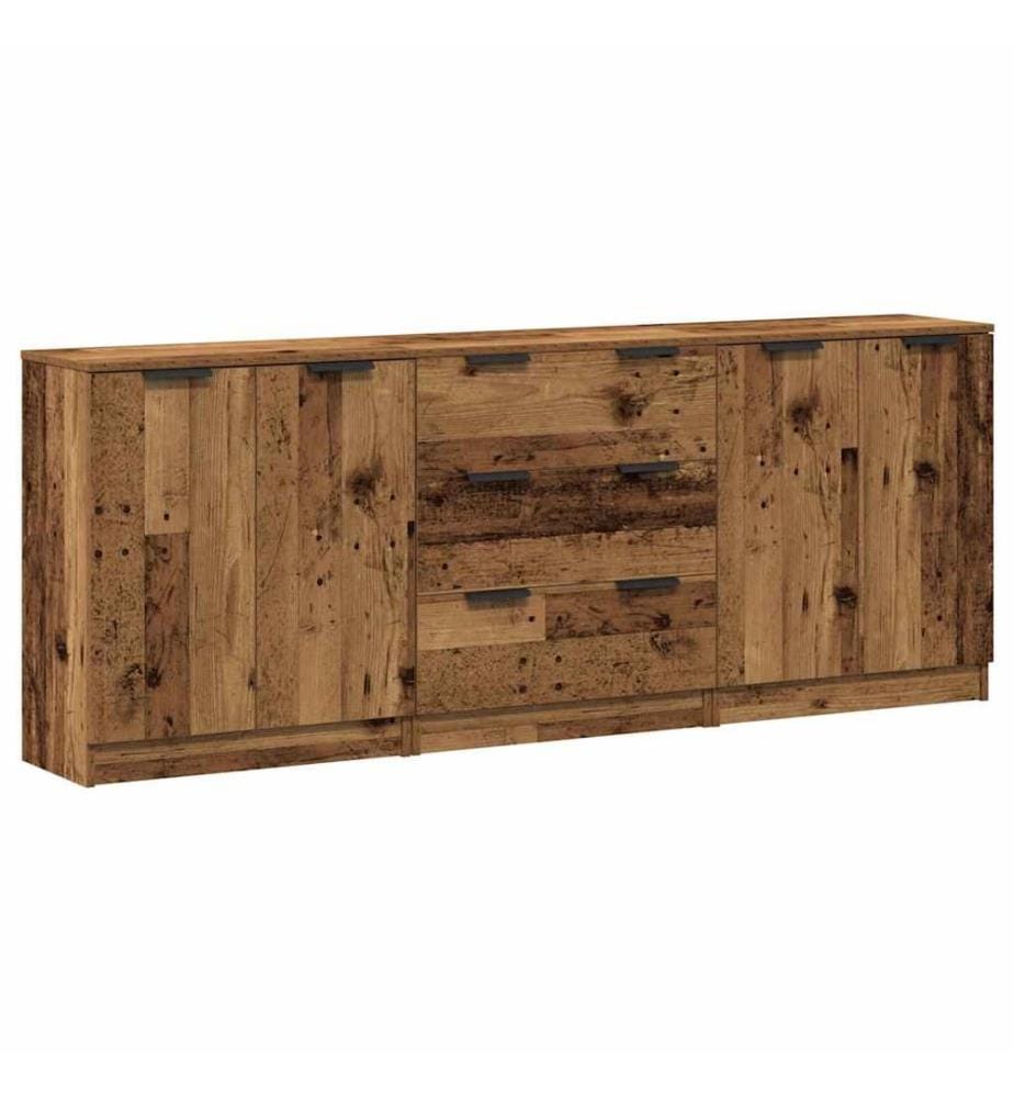 Sideboards 3 Stk. Altholz-Optik 60x30x70 cm Holzwerkstoff
