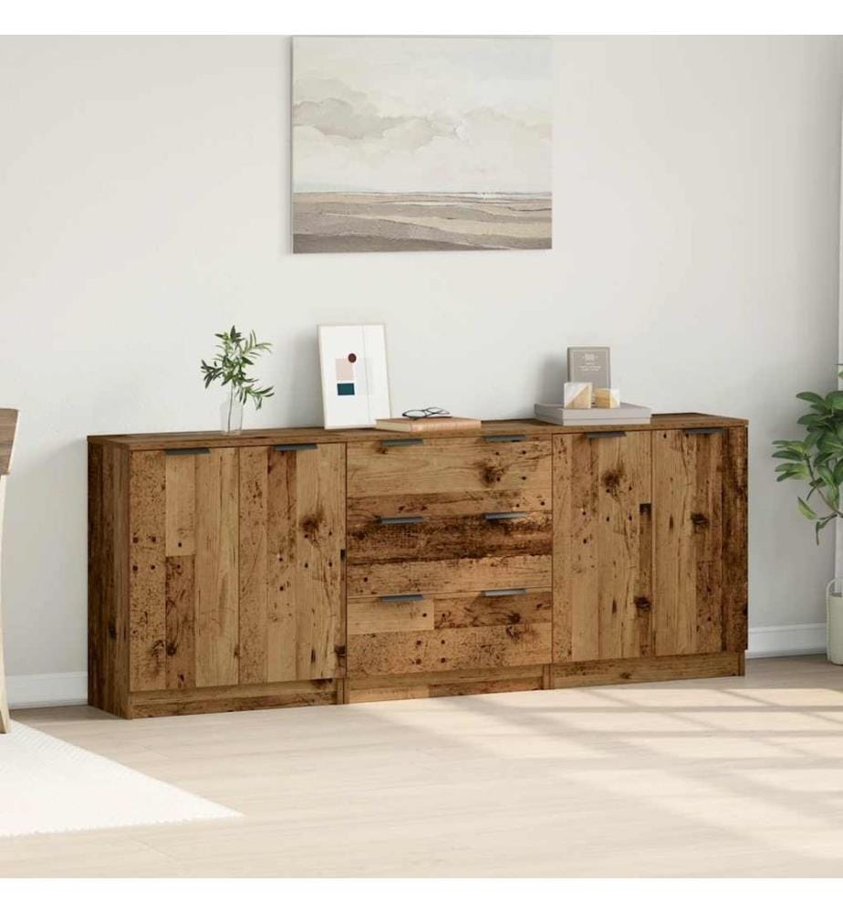 Sideboards 3 Stk. Altholz-Optik 60x30x70 cm Holzwerkstoff