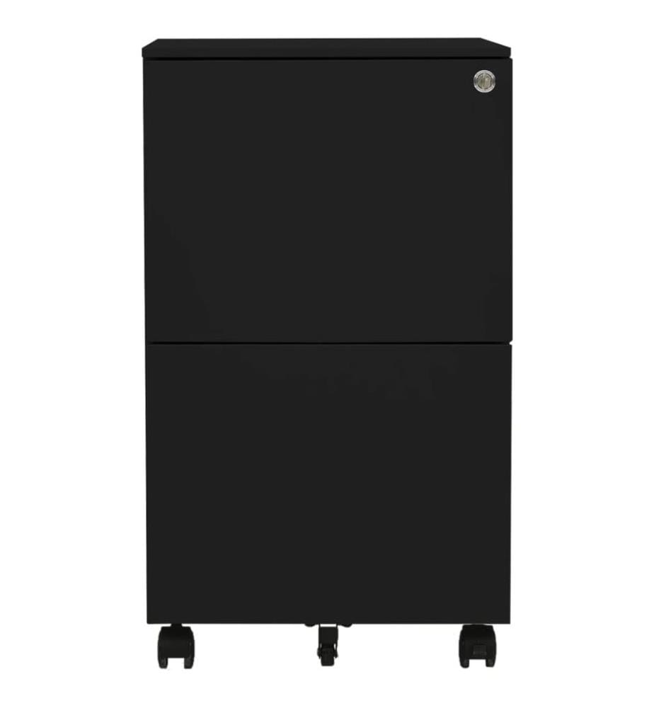 Aktenschrank mit Rollen Schwarz 39x45x67 cm Stahl